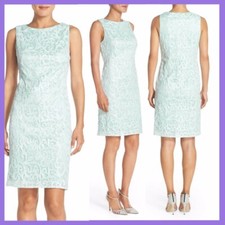 NWT 338 Sue Wong Embroidered Mesh Sheath Dress Sky Blue SZ 4  N540