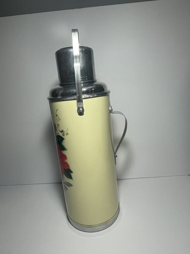 Thermos vintage in metallo con rose marca cervo - raro - completo - Foto 6 di 10