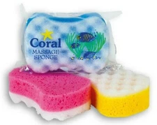 Coral Bath SPONGE Shower Body Massage Bath Scrub Exfoliating Cleaning X 3 PC