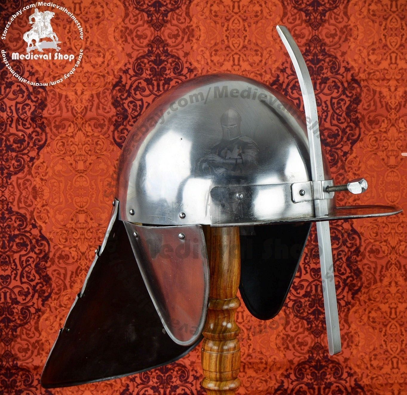 Medieval Hussar Armor Steel Combat Suit with Preowned Leather Knight Helmet