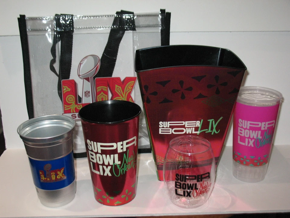 Super Bowl 59 Stadium Bebidas Souvenir Tazas Bolsa Transparente Eagles Chiefs TODAS SON NUEVAS Foto 3 de 4