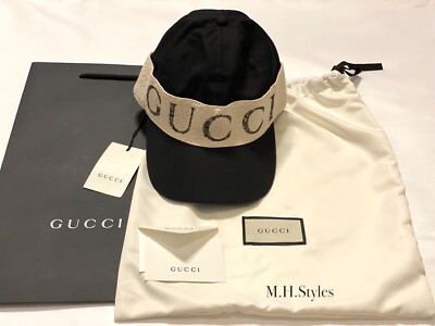 ❤️NEW GUCCI Logo Band Baseball Cap Black & White with tags