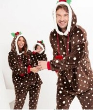NEW Christmas Pudding Twosie Hoodies Unisex Family Pyjamas Size XL