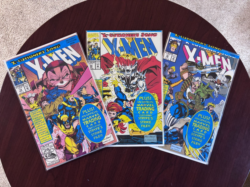 (Lot of 3 Comics) X-Men #14 #15 #16 (Marvel 1992) Polybagged with cards