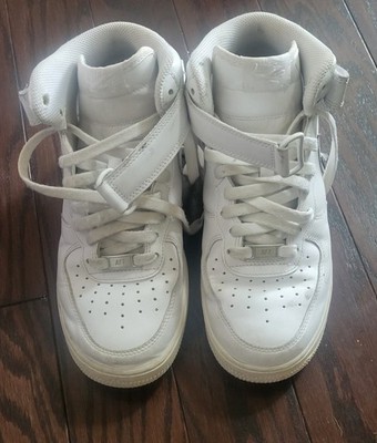 Nike Air Force 1 Men's Mid Top Lace-Up Hook & Loop Leather Sneakers White