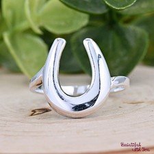 Minimalist Simple Horseshoe Ring, 925 Sterling Silver Horseshoe Luck Ring, Big