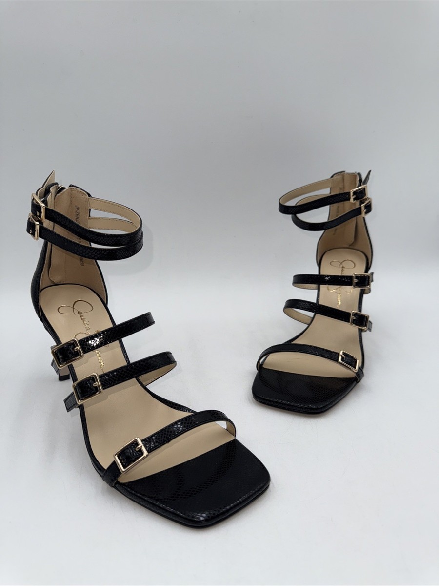 NWB Jessica Simpson Women's Zenjiro Black Leather Sandal Size 8 M