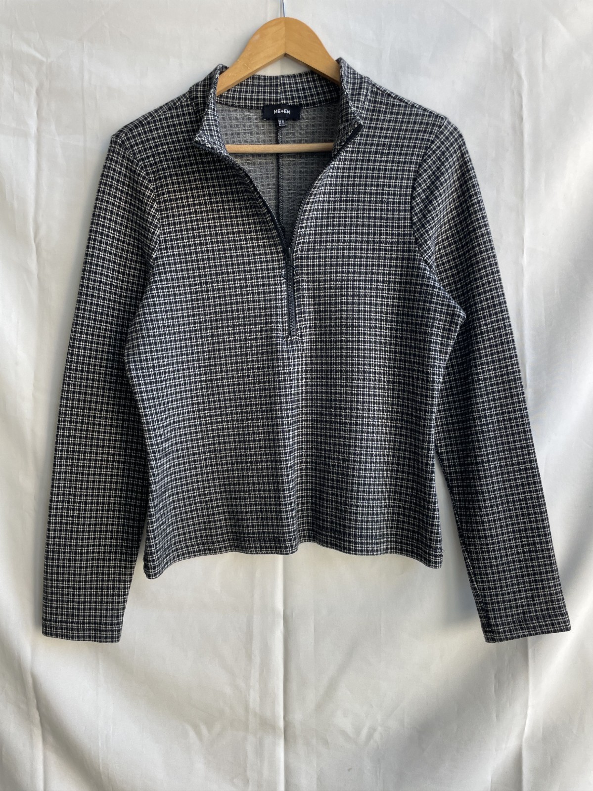 Me+Em Ponte Check Half Zip Pullover Size UK 14/ US 10/EUR 42