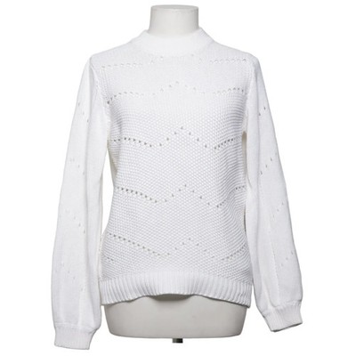 Minimum, Strickpullover, Größe: M, Weiß, Bio-Baumwolle, Chevron, Grobstrick #oyV