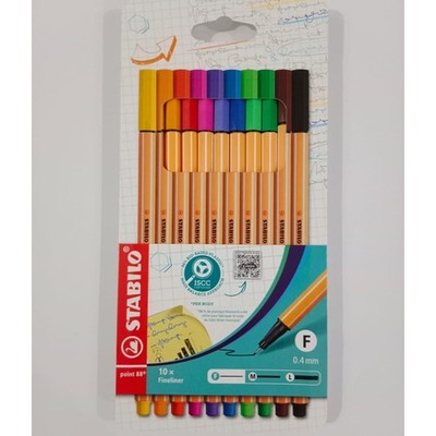 Stabilo Point 88 Fineliner Pen 0.4mm 10 pieces Solid Color
