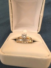 14K DIAMOND WEDDING SET SZ 4 1/2 Bands Attached Excellent Quality Diamonds