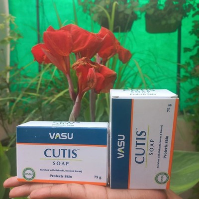 2 Kräuter Vasu Cutis Seife 100% natürliche Ayurveda Hautpflege 75g Moisurised...