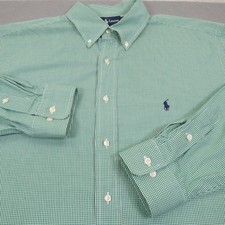 Ralph Lauren Yarmouth Button Shirt Mens XL Green Check Long Sleeve Classic Fit