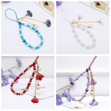 Mobile Phone Charm Crystal Rose Flower Beads Strap Cord Chain Keys Holder Gift