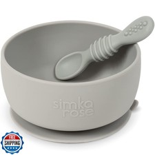 Simka Rose Baby Bowl and Spoon Set, Baby Bowls Suction for Toddler, BPA-Free
