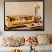 Shih Tzu Oil Painting Canvas Print Dog Wall Art Living Room Decor Pet Lover Art