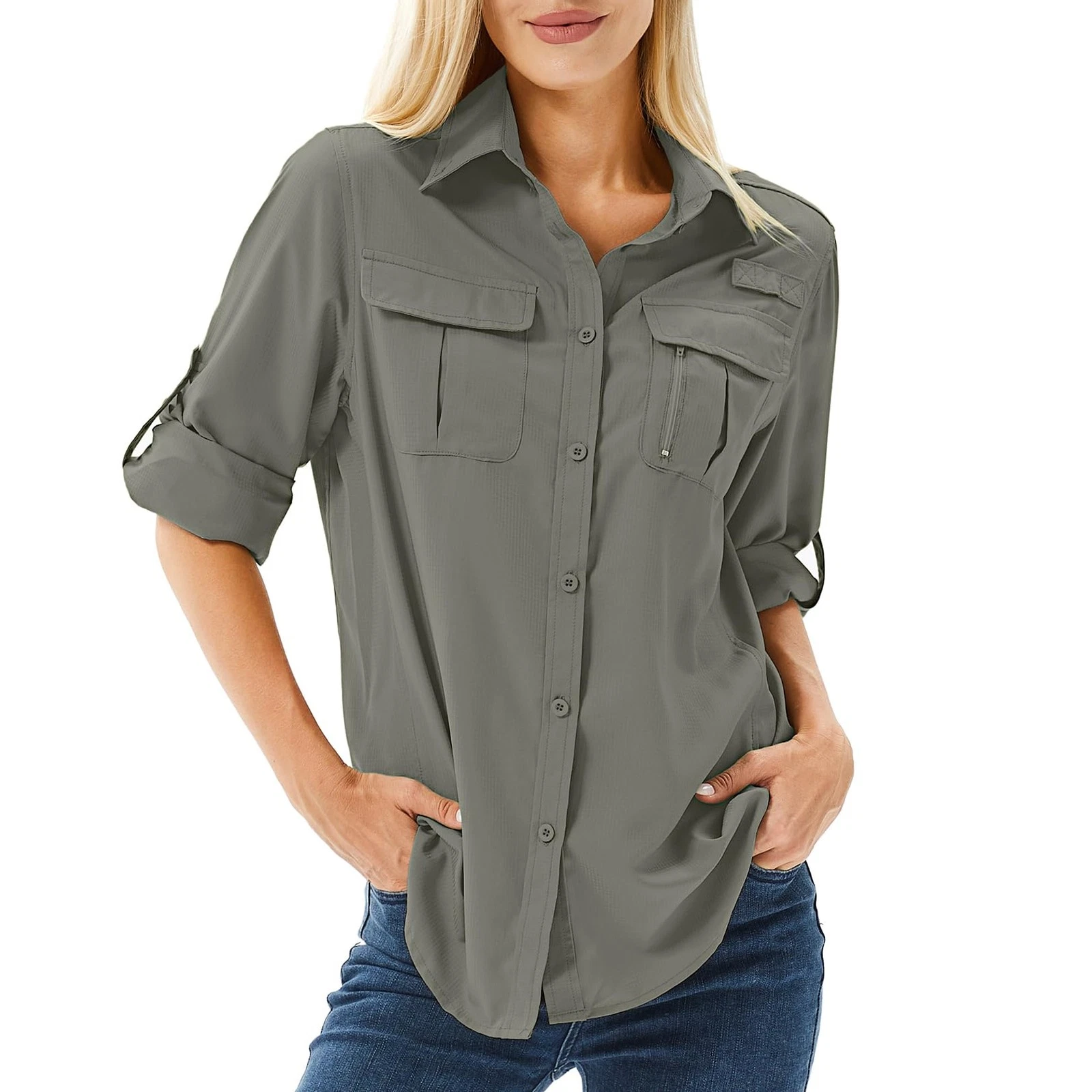 Toumett Womens UPF 50 Long Sleeve UV Sun Protection Safari Shirts Outdoor Qui...