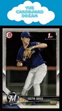 Justin Jarvis 2018 Bowman Draft #BD-104 1st Bowman Milwaukee Brewers
