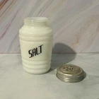 Vtg Hazel Atlas Ribbed Milk Glass Beehive Range SALT ONLY Shaker Black Letters