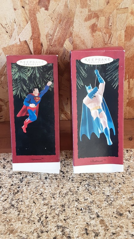 Vintage 1993/94 Hallmark Keepsake Handcrafted Batman & Superman Ornaments Lot 2