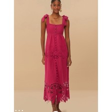 Farm Rio Embroidered Dress Pink Size Medium NWOT