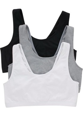 Hanes Damen 3er Pack Scoop Back Bralettes ohne Bügel weiß schwarz grau 2XL neu mit Etikett