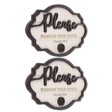 2 Pcs Rustic Wooden Shoes Off Sign Please Remove Your Shoes Plaque For Entryway