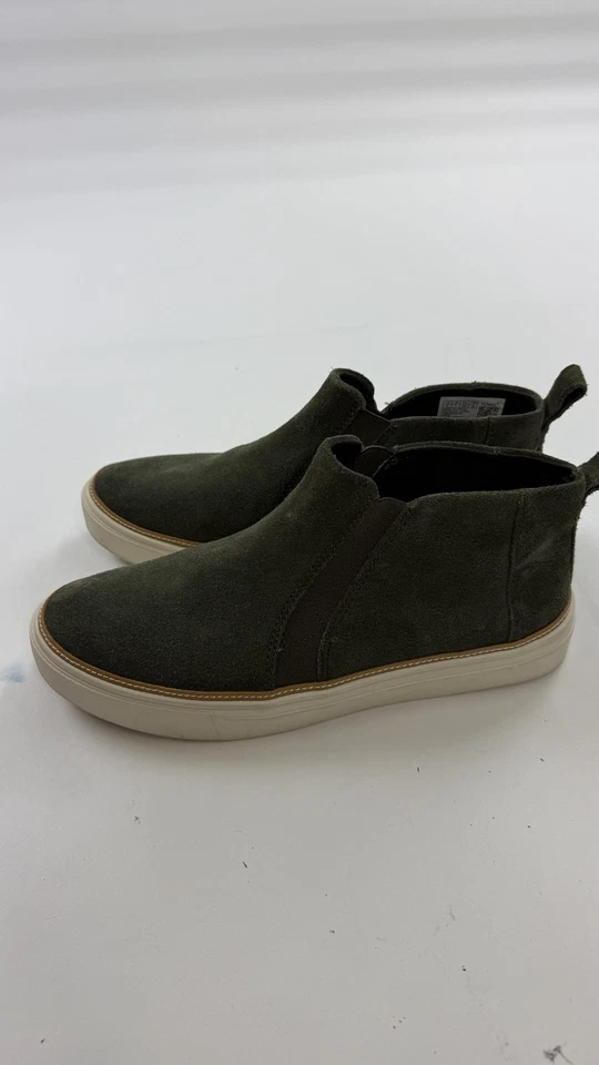 TOMS Shoes Womens Size 9 Olive Green Suede Slip-On Chelsea Mid Sneakers Ankle - Image 3 of 4
