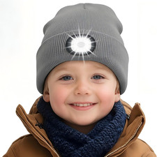 Kids Beanie with Light,Rechargeable LED Beanie Hat with Light for Outdoor Activi