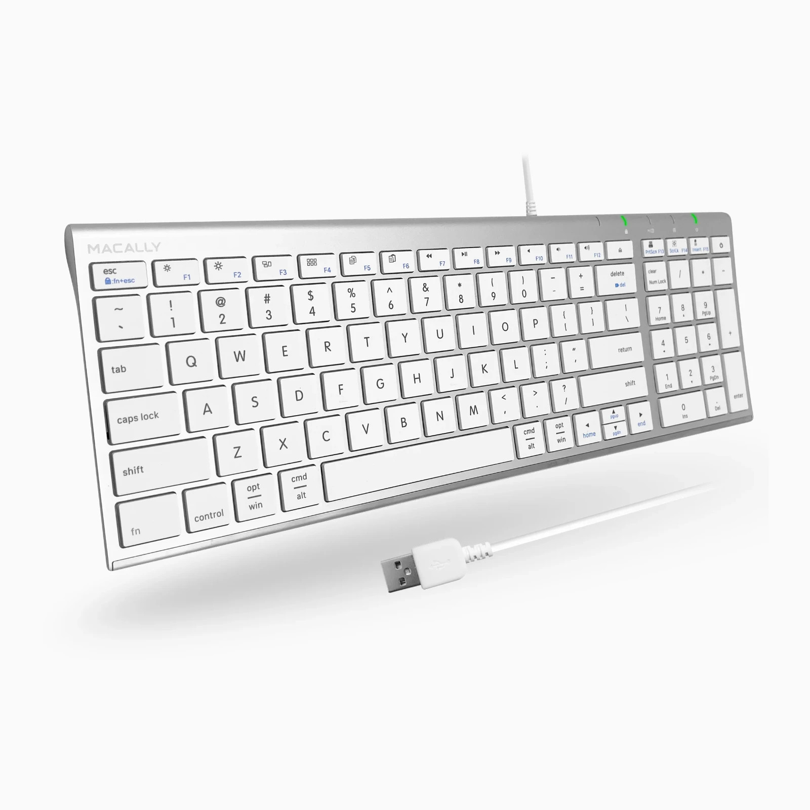 Macally aluminum Compact 98-Key USB Wired Keyboard for Mac and PC