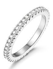 Wedding Bands for Silver Eternity Band Rings Stackable Cubic Zirconia Ring 2....
