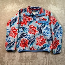 Patagonia Synchilla Snap-T Pullover Manoa Dusk Blue Hawaiian Floral Womens Small