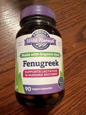 Oregon's Wild Harvest Fenugreek Organic Herbal Supplement, 90 Count EXP 09/26