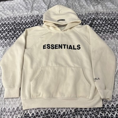 Essentials Fear Of God Men's Cream Hoodie Sweatshirt Large Gym Athletic Workout