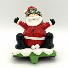 Santa Clause Stocking Hanger  With Snowballs And Christmas Tree