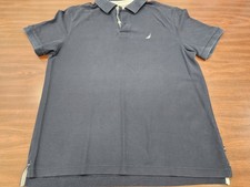 Nautica Men's Polo Shirt Large Blue Performance Deck Shirt Classic Fit