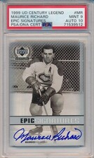 MAURICE RICHARD 1999-00 UD CENTURY LEGENDS Epic Sigs AUTO PSA 9 AUTO 10 Pop 1