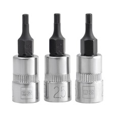 BRAZEN 2.5mm Hex Bit Socket Allen Driver 3-Pack, 1/4" Drive, Short