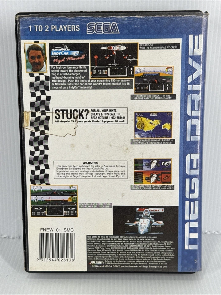 Newman Haas Indy Car Nigel Mansell + Box Sega Mega Drive Good Condition - Image 2 of 4