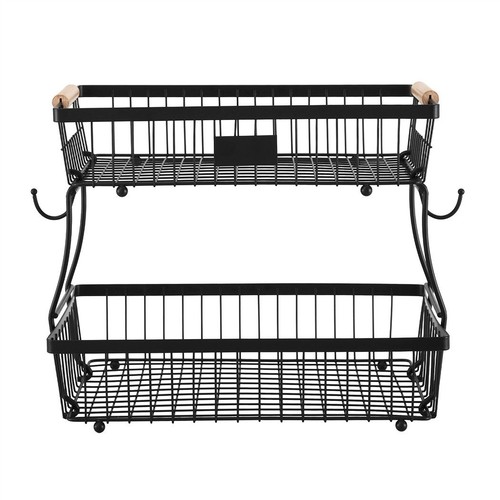 2 Tier Detachable Fruit Basket Food Storage Stand Black - Picture 3 of 9