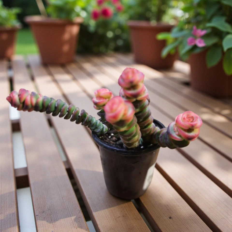 1 Live Variegated String of Buttons – 2 Inch Pot – Spiral Crassula Succulent - Image 3 of 4