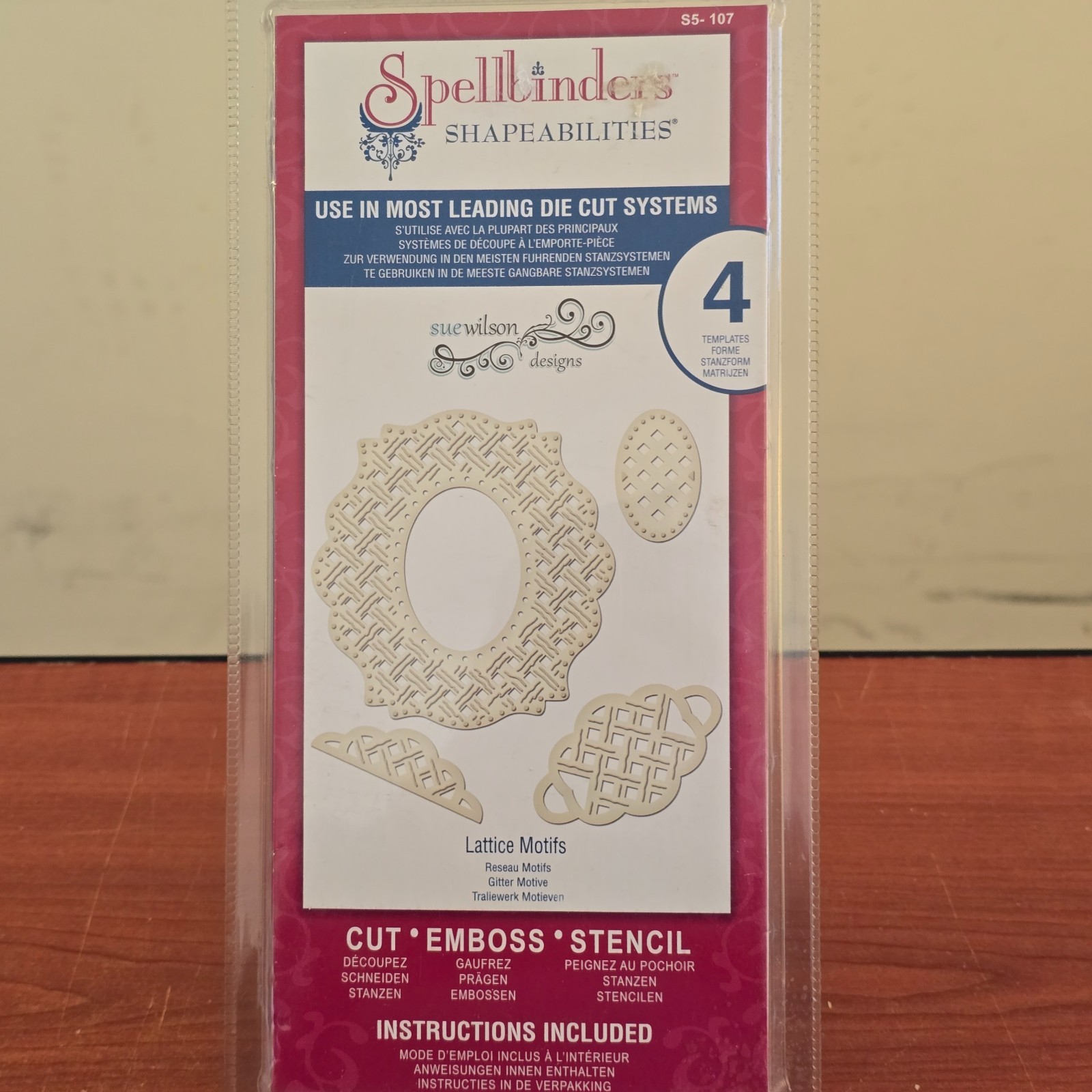Spellbinders Shapeabilities Dies Lattice Motifs  4 Pieces Discontinued S5-107