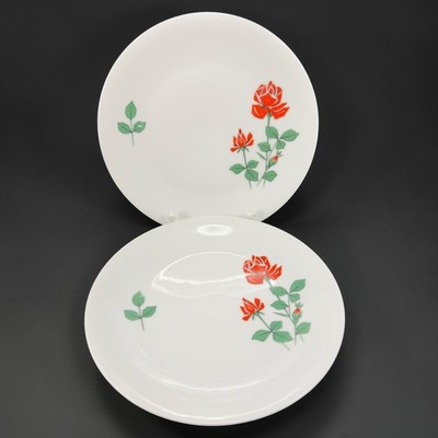 Seltmann Weiden Bavaria Red Rose Porcelain Plates Dishes Set of 2 Germany Decor