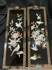Vintage Asian Mother of Pearl Inlay Black Lac...