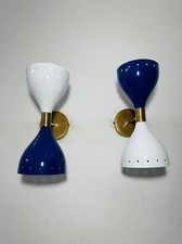 Mid Century 1950s Brass Wall Sconce Lamp - Italian Stilnovo Lighting Pair