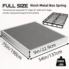 9" Full Box Spring - Steel Mattress Foundation with Easy Clean Cover