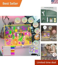 Dynamic 11.8x7.9 Acrylic Memo Board with LED Light  Colorful Markers for Kids