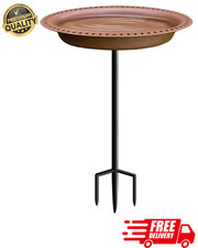 Extra Large Freestanding Bird Bath Bowl Metal Stake Outdoor Garden Feeder