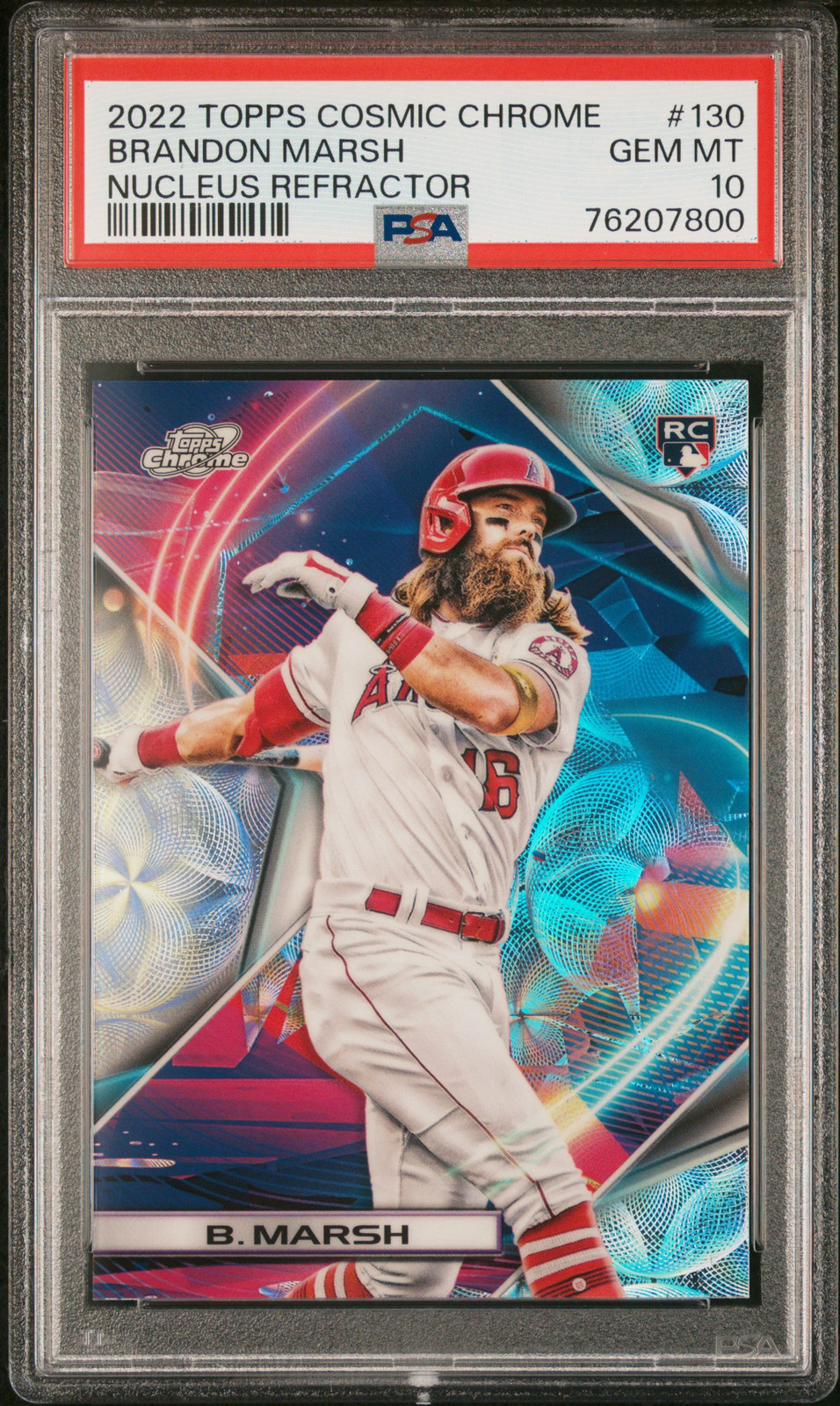 2022 TOPPS COSMIC CHROME NUCLEUS REFRACTOR #130 BRANDON MARSH ROOKIE RC PSA 10