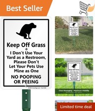 Funny Dog Poop Sign Lawn Metal 10x7 Inches Stake Kit Keep Off Grass